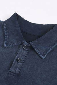 Men's 100% Cotton Snow Washed Vintage Short Sleeve Polo Shirt