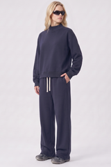 Unisex Fall Fleece Mock Neck Sweatshirt and Sweatpants Sets