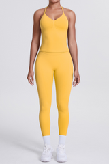 High-Waist Seamless Yoga Set - Halter Neck, Quick-Dry Fitness Outfit