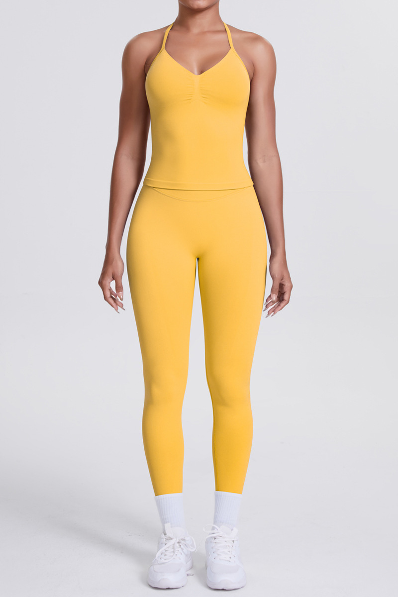 High-Waist Seamless Yoga Set - Halter Neck, Quick-Dry Fitness Outfit