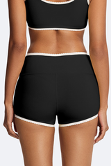 Women's Athletic Color Block Lace Sculpting Yoga Shorts