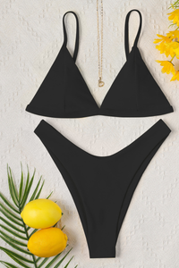 Women's Solid Triangular Cup Backless Sexy Bikini