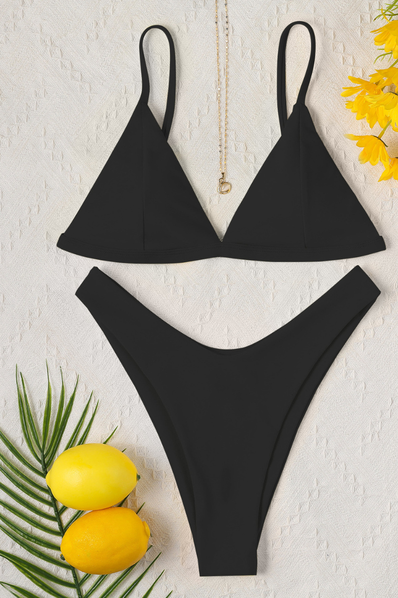 Women's Solid Triangular Cup Backless Sexy Bikini
