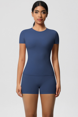 Women Yoga Set: Quick Dry Breathable Short Sleeve + Shorts