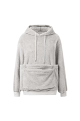 Women's Plush Long-Sleeve Drawstring Hoodie with Pet Pouch