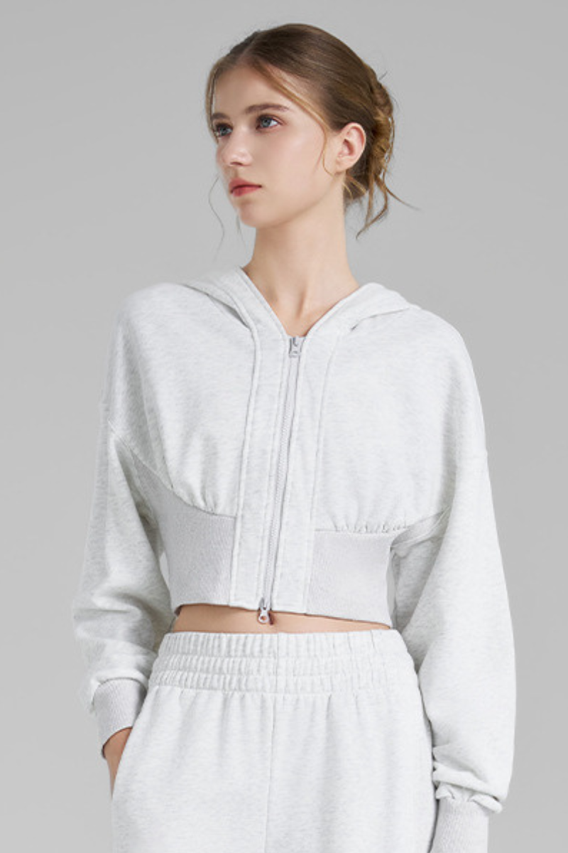 Women's Fall Dual-Zipper Cropped Drop Shoulder Hooded Jacket