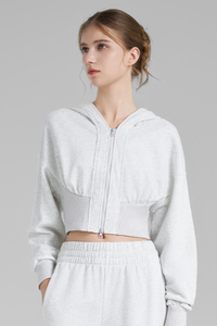 Women's Fall Dual-Zipper Cropped Drop Shoulder Hooded Jacket