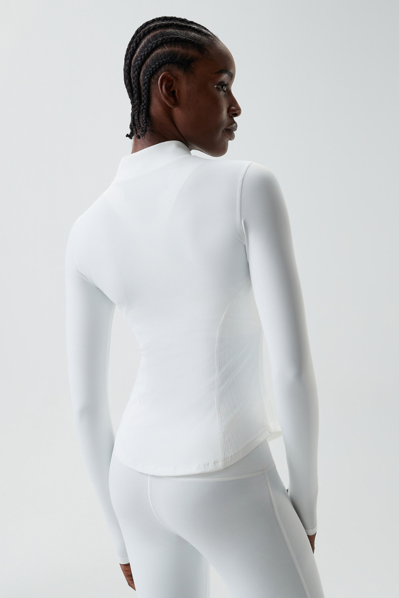 Women's Mock-Neck Color-Block Fitted Yoga Jacket