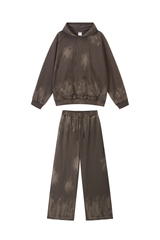 Men's Vintage Fall Set: Washed Hoodie & Wide-Leg Sweatpants