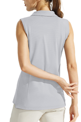 Women's Sleeveless Honeycomb Polo Golf Tennis Athletic Top