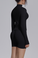 Women's Seamless Stretchy Jacket And No Front Seam Short Set