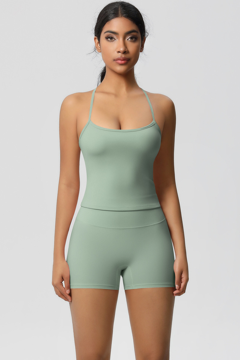 Women Workout Set: Quick Dry Sports Bra + High Waist Shorts