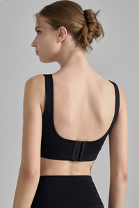 Women's Wide Strap Color-Block V-Neck Sports Bra