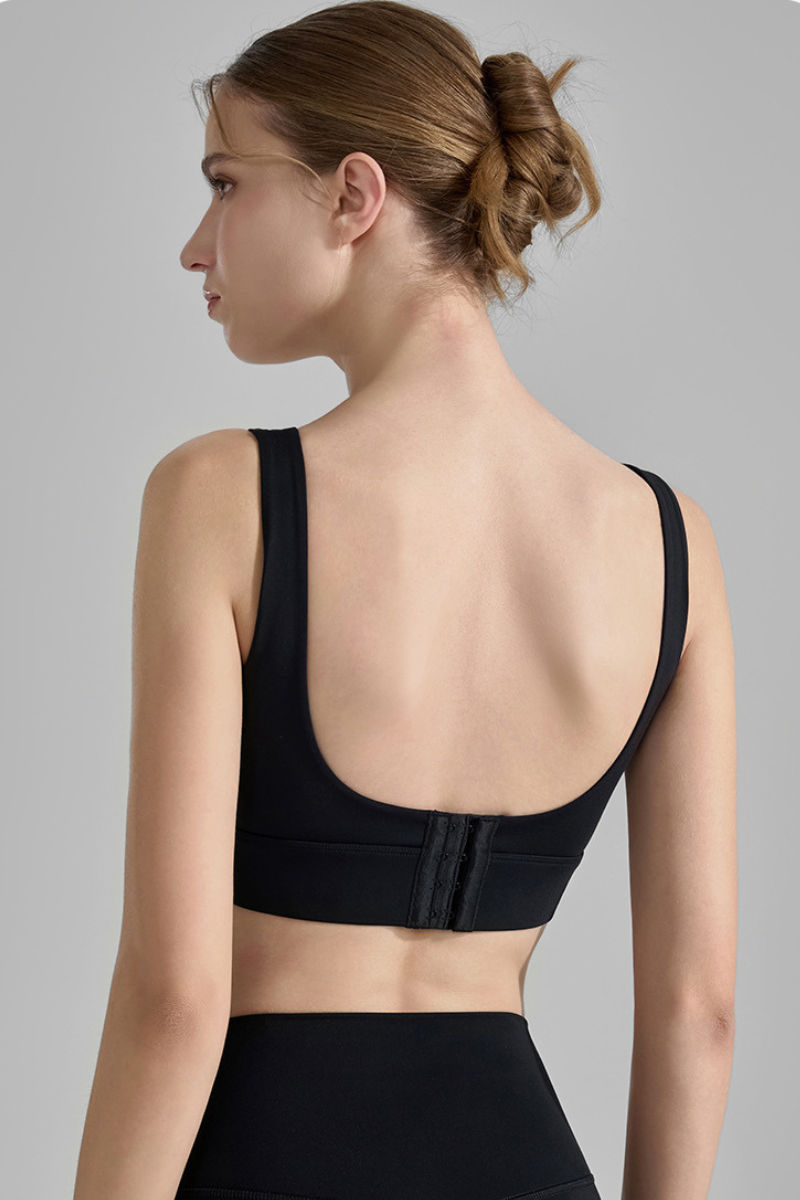 Women's Wide Strap Color-Block V-Neck Sports Bra
