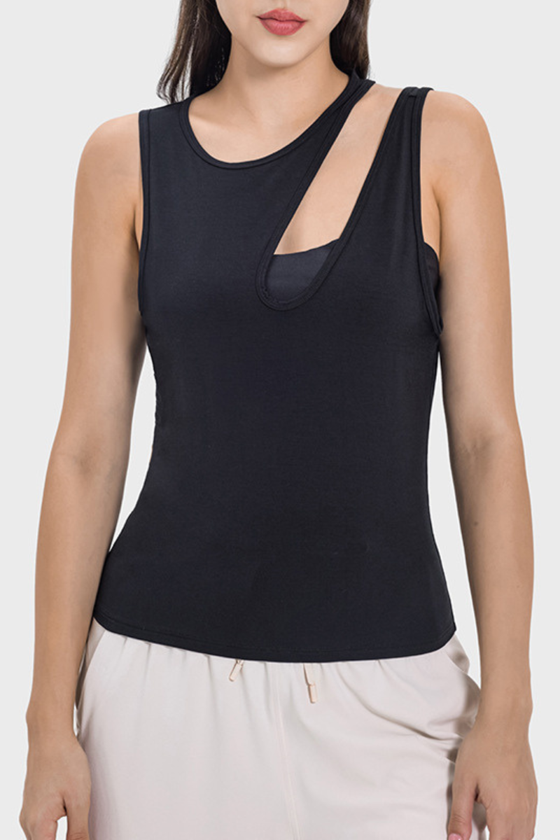 Women's Nude Feel Yoga Top - Sexy Cut-Out Strap Fitness Tank