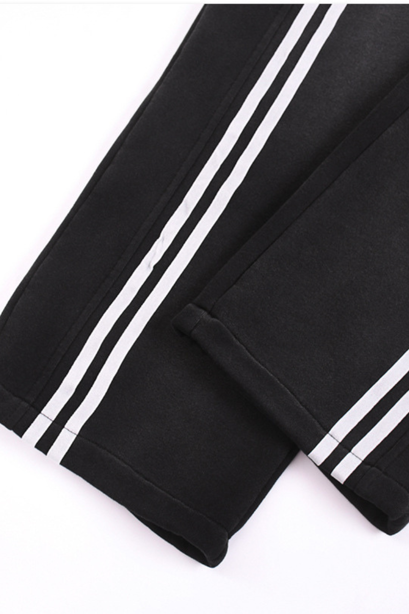 Unisex Fall Washed Fleece Contrast Loose Fit Sweatpants