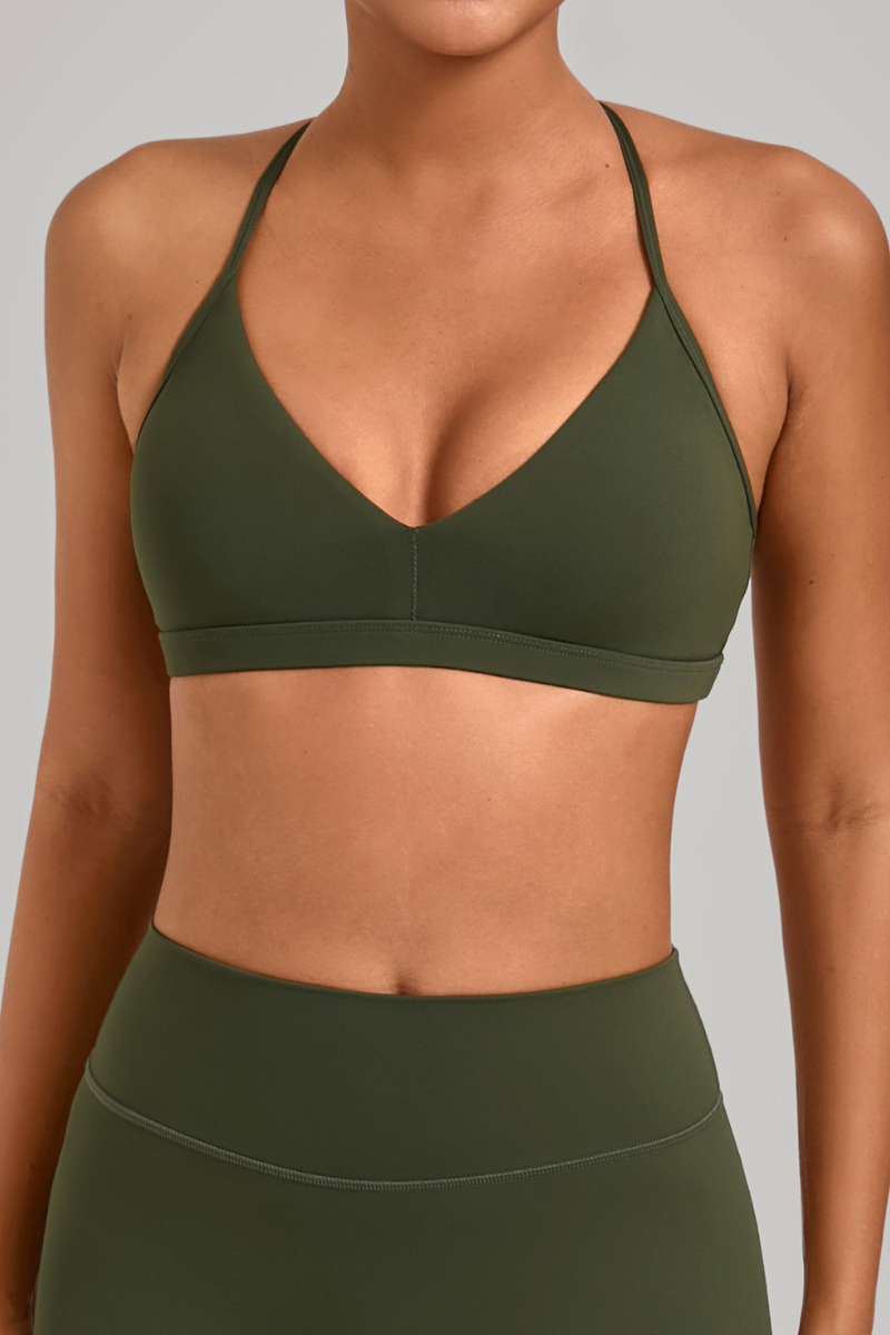 Women's Athletic Triangle Cup Adjustable Open-Back Bra