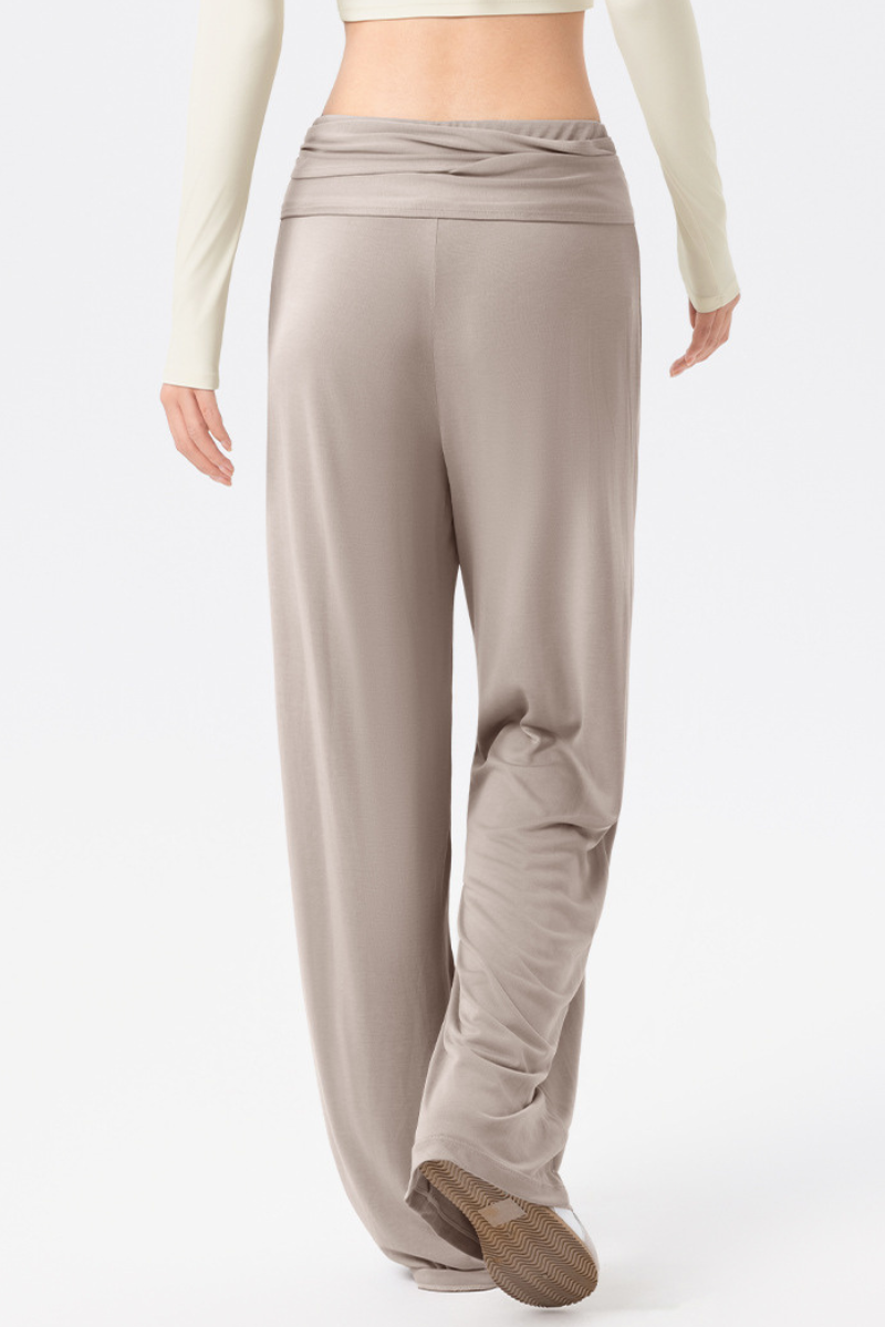 Women's Wrap Waist Flowy Loose-Fitting Wide-Leg Pants