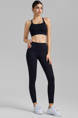 Women's U-Neck Crisscross Back  Bra And Leggings Yoga Sets
