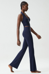 Women's Petal Yoga Athletic Set:Halter Tank Top & Flarepants