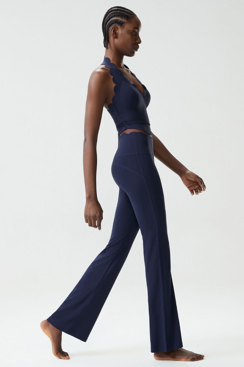 Women's Petal Yoga Athletic Set:Halter Tank Top & Flarepants