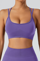Women's Athletic U-neck Cross Back Spaghetti Straps Bra
