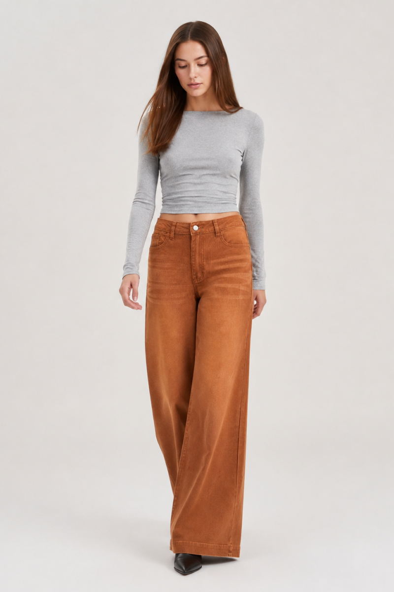Women's Fall High Waist Wide Leg Flare Jeans