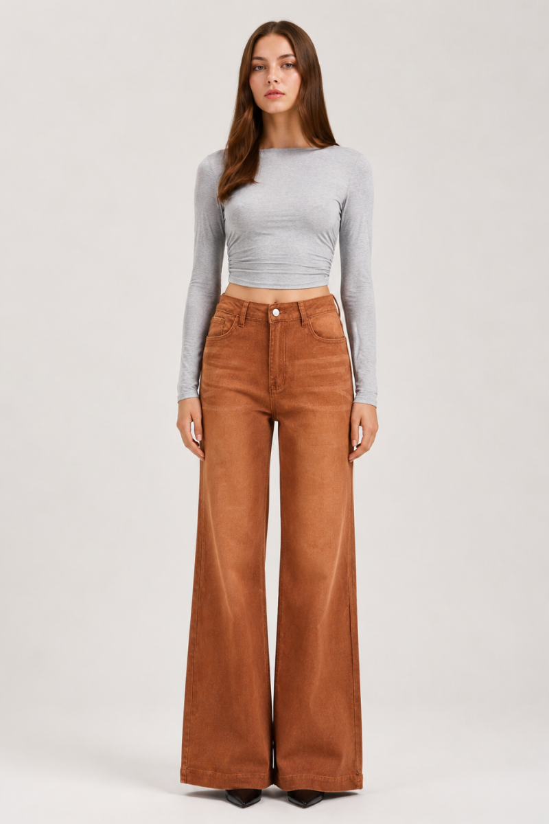 Women's Fall High Waist Wide Leg Flare Jeans