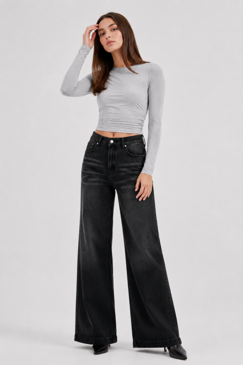 Women's Fall High Waist Wide Leg Flare Jeans