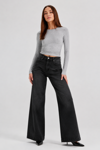 Women's Fall High Waist Wide Leg Flare Jeans