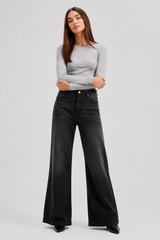 Women's Fall High Waist Wide Leg Flare Jeans