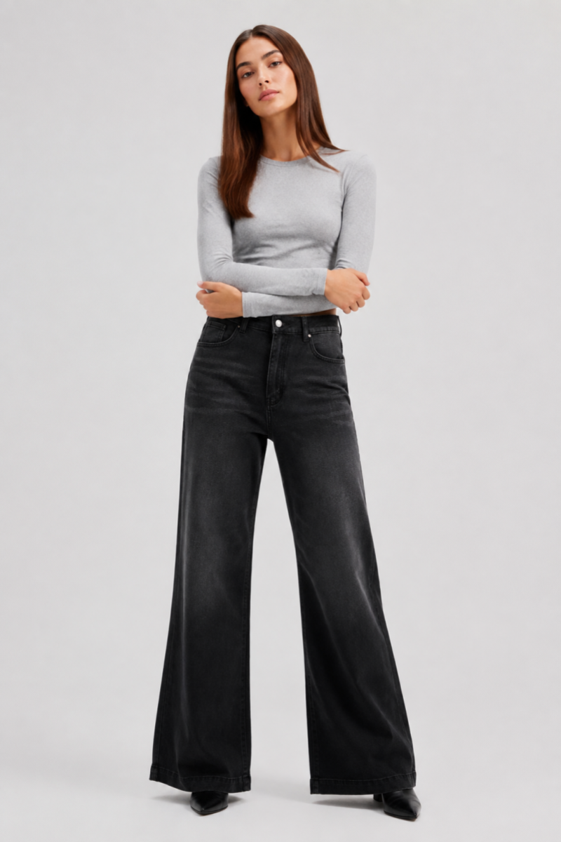 Women's Fall High Waist Wide Leg Flare Jeans