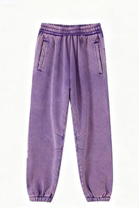 Men/Women Unisex Wax-Dye Washed Fleece Jogger Pants