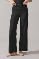 Women's Lace-Trim High-Waist Straight-Leg Yoga Pants