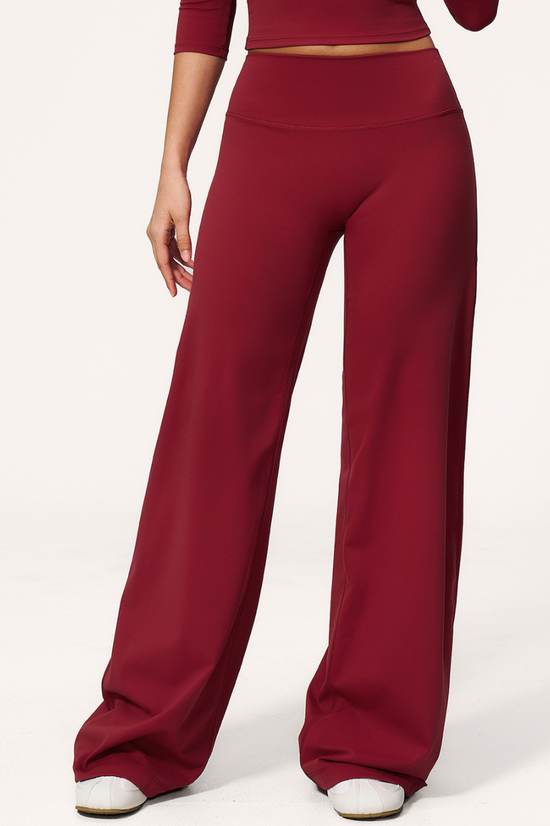 Women's High Waist V-Seam Butt Lifting Draped Wide Leg Pants