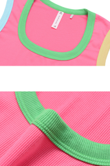Women's Dopamine Color-Block Cropped Ribbed Tank Top