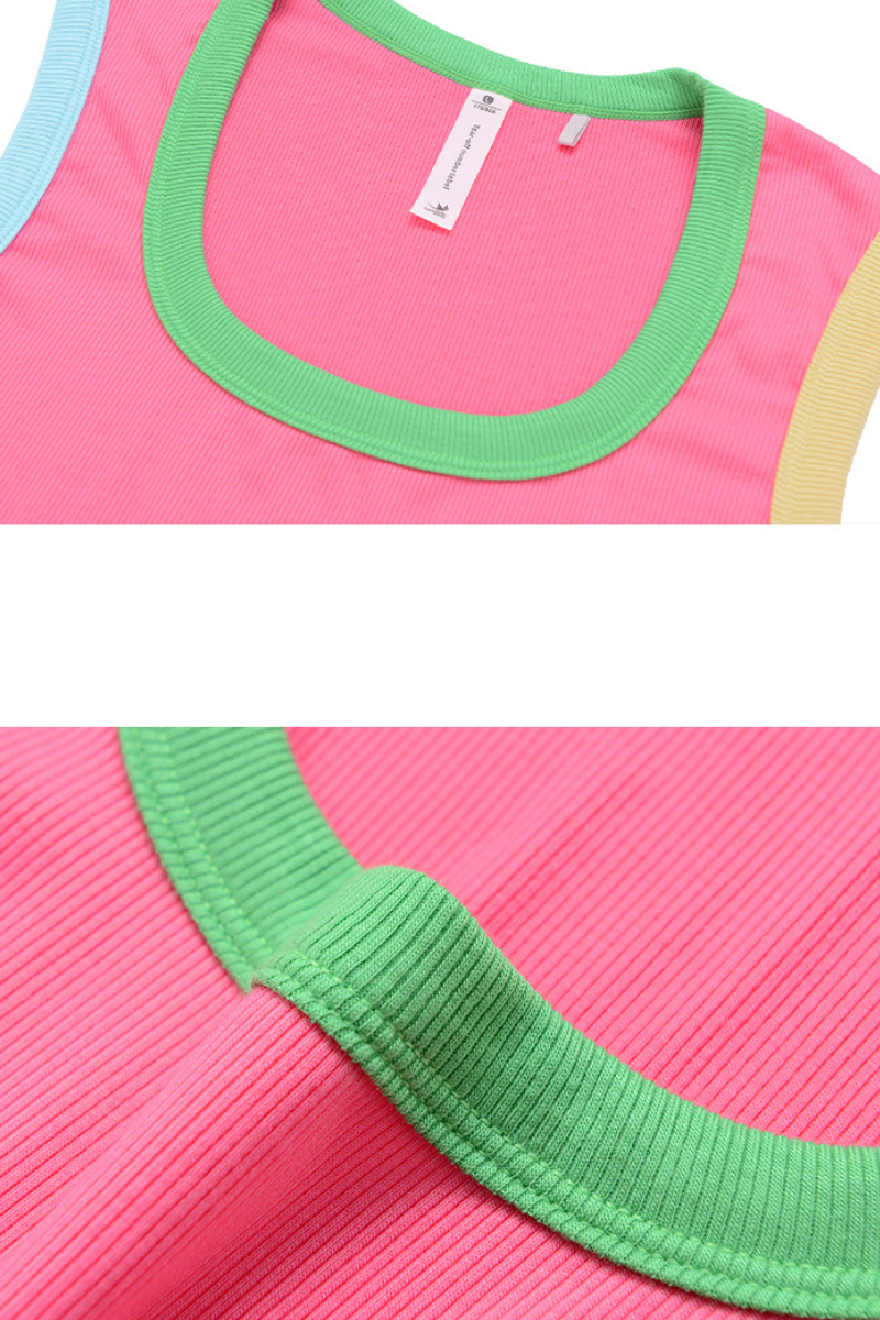 Women's Dopamine Color-Block Cropped Ribbed Tank Top