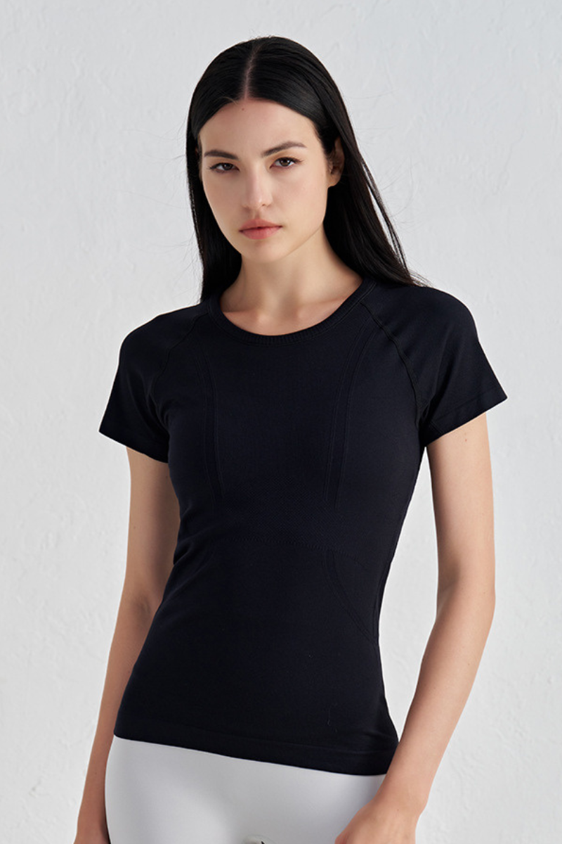 Women's Slim-Fit Breathable Waist-Cinching Crew Neck T-shirt