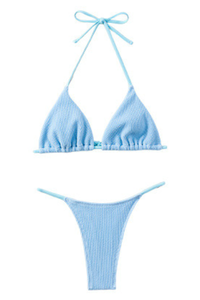 Women's Ribbed Halterneck Triangle Cup Bikini Set