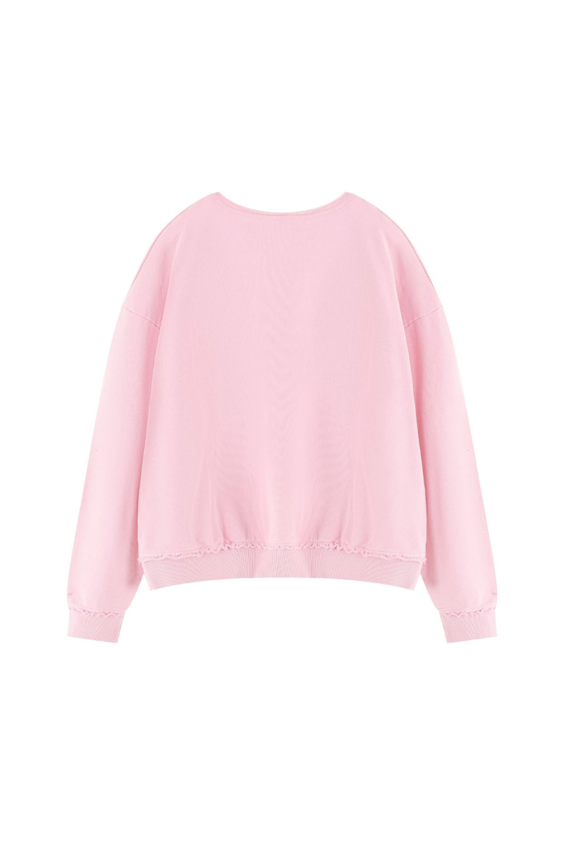 Women's Fall Raw Edge Neck Kangaroo Pocket Sweatshirt