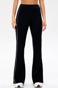 Women's Color-Block Strap Side Slit Yoga Flared Pants