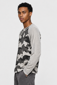 Men's Fall Camo Waffle Breathable Long Sleeve Top
