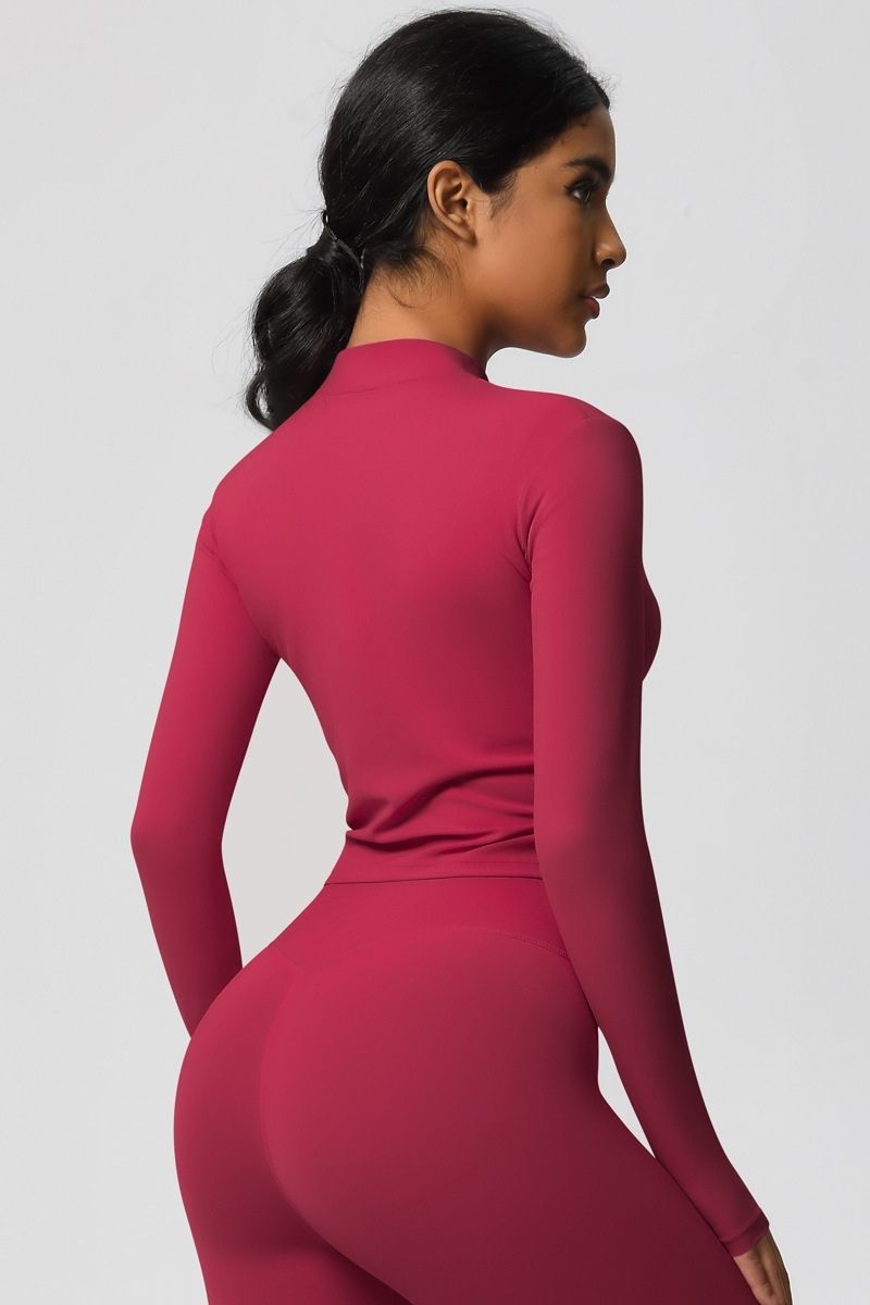 Women's round neck front zipper sports jacket