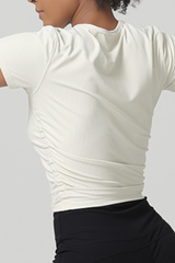Women's Summer Side Pleated Fitted Sports T-shirt