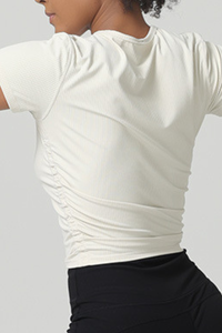 Women's Summer Side Pleated Fitted Sports T-shirt