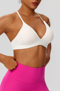 Women's V-Neck Cross-Back Padded Naked Feel Sports Yoga Bra