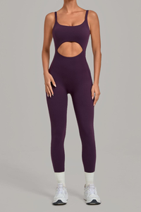 Women’s Cutout Adjustable Strap Form-Fitting Yoga Jumpsuit