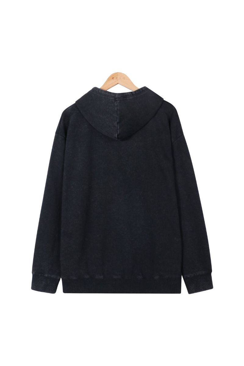 Unisex Fall Washed Vintage Zip-Up Hooded Sports Jacket