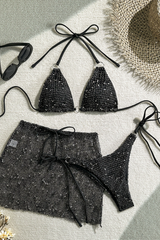 Women's Summer Mesh Half Skirt Bikini Set 3 Pieces