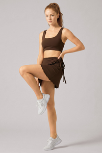 Women's Athletic Lace Up Back Sports Bra And Mini Skirt Sets